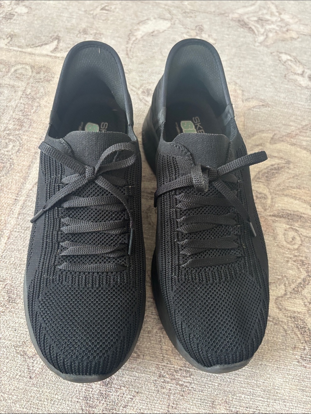 Skechers Women's Black Slip-On Knit Lace Sneaker